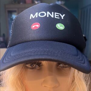 Unisex Black Money Cap with Call Icons